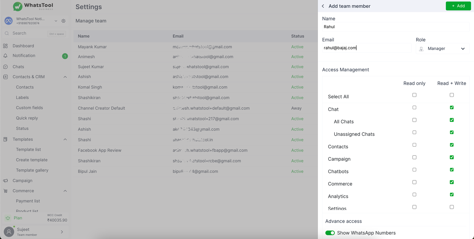 Team Inbox Feature - WhatsApp Business API